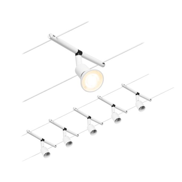 Paulmann 944.58 CorDuo Seilsystem Salt Basisset GU5,3 max. 5x10W 230/12V Weiß matt/Chrom