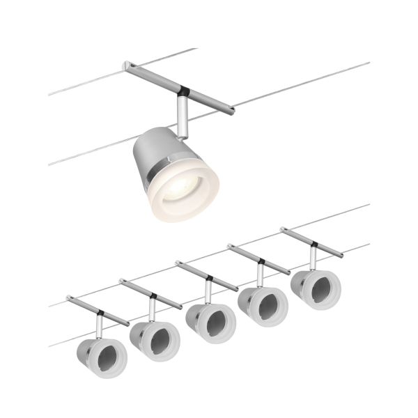 Paulmann 944.59 CorDuo Seilsystem Cone Basisset GU5,3 max. 5x10W 230/12V Chrom matt#Chrom