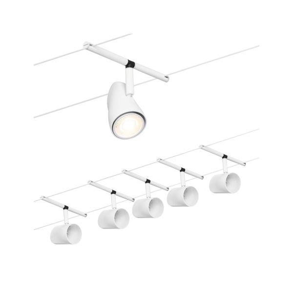 Paulmann 944.67 CorDuo Seilsystem Cup Basisset GU5,3 max. 5x10W 230/12V Weiß matt/Chrom