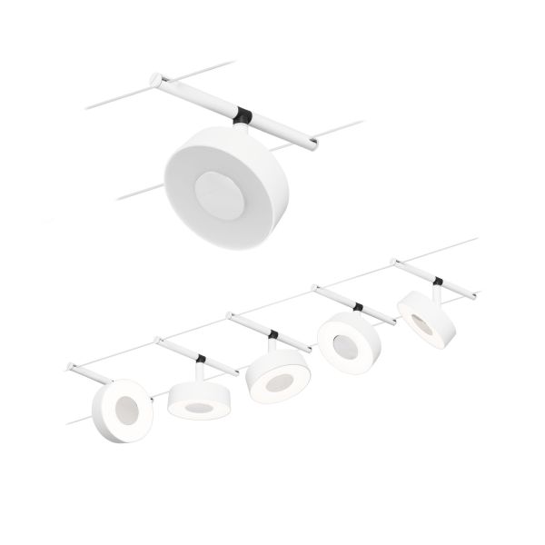 Paulmann 944.77 CorDuo LED Seilsystem Circle Basisset 5x180lm 5x5W 3000K 230/12V Weiß matt