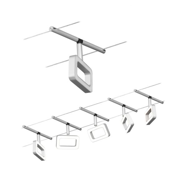 Paulmann 944.81 CorDuo LED Seilsystem Frame Basisset 5x280lm 5x4,8W 3000K 230/12V Chrom matt/Chrom