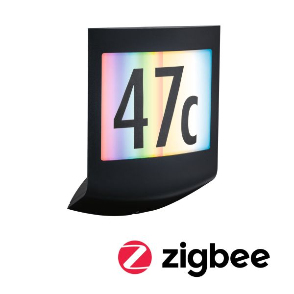Paulmann 945.13 LED Außenwandleuchte Smart Home Zigbee 3.0 Padea Dämmerungssensor IP44 198x71mm RGBW+ 8,2W 550lm 230V Anthrazit Kunststoff