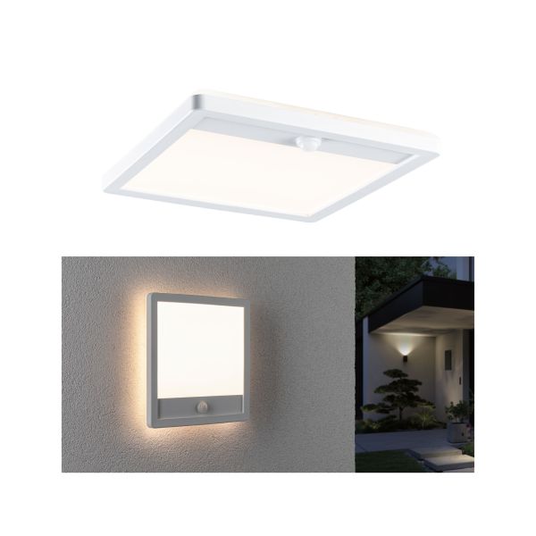 Paulmann 946.63 LED Außenpanel Lamina Backlight Bewegungsmelder seewasserresistent IP44 eckig 250x47mm 3000K 14,5W 950lm 230V Weiß Kunststoff