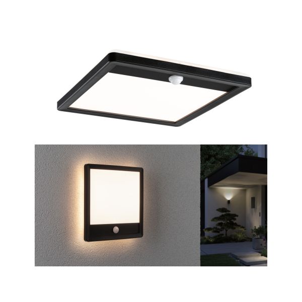 Paulmann 946.65 LED Außenpanel Lamina Backlight Bewegungsmelder seewasserresistent IP44 eckig 250x47mm 3000K 14,5W 950lm 230V Schwarz Kunststoff