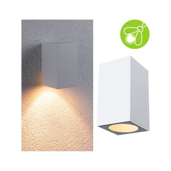 Paulmann 947.11 LED Wandleuchte Flame insektenfreundlich IP44 eckig 58x103mm 2200K 4W 265lm 230V 75° Weiß Metall
