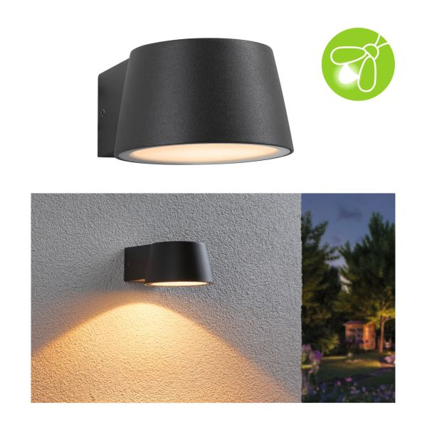 Paulmann 947.13 LED Außenwandleuchte Capea insektenfreundlich IP44 96x128mm 2200K 6W 550lm 230V 98° Anthrazit Aluminium