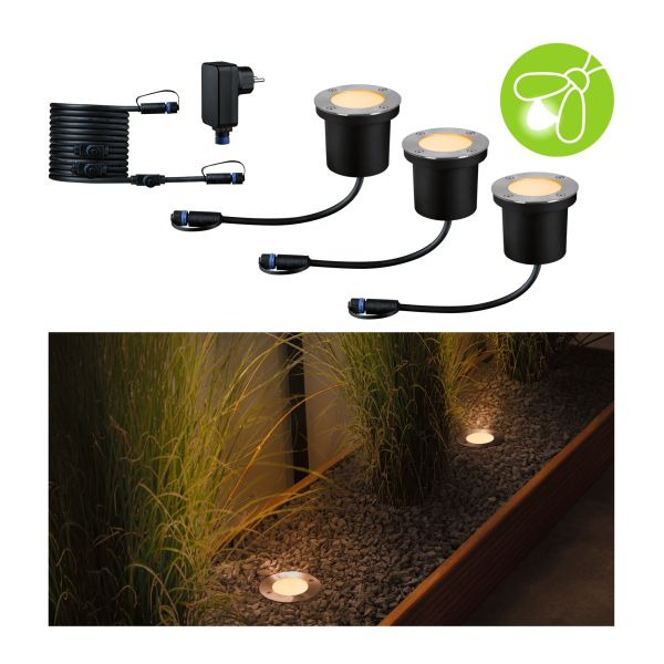 Paulmann 947.17 Plug & Shine LED Bodeneinbauleuchte Floor Basisset insektenfreundlich IP67 2200K 3x4,5W Anthrazit