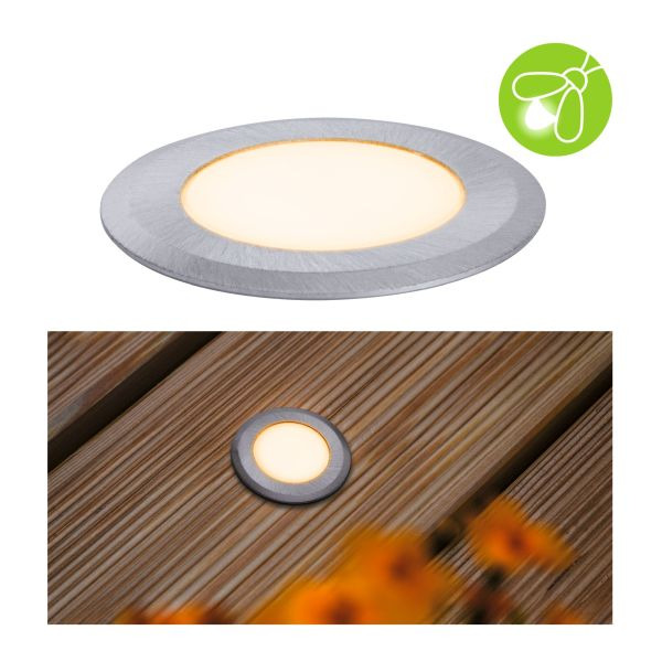 Paulmann 947.26 LED Bodeneinbauleuchte Goldlicht insektenfreundlich IP65 rund 50mm 2200K 2,2W 60lm 230V Alu Kunststoff#Metall