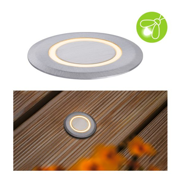 Paulmann 947.27 LED Bodeneinbauleuchte Goldlicht insektenfreundlich IP67 rund 50mm 2200K 2,2W 15lm 230V Alu Kunststoff/Metall