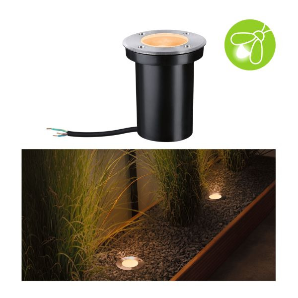 Paulmann 947.32 LED Bodeneinbauleuchte Goldlicht insektenfreundlich IP65 110mm 2200K 4,3W 320lm 230V Edelstahl gebürstet Edelstahl#Kunststoff