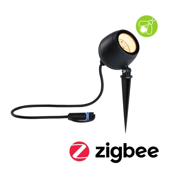 Paulmann 947.68 Plug & Shine LED Gartenstrahler Smart Home Zigbee 3.0 Kikolo insektenfreundlich IP65 Tunable Warm 6,2W Anthrazit