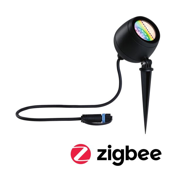 Paulmann 947.69 Plug & Shine LED Gartenstrahler Smart Home Zigbee 3.0 Kikolo IP65 RGBW+ 6,2W Anthrazit