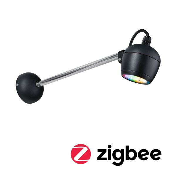 Paulmann 947.73 LED Außenwandleuchte Smart Home Zigbee 3.0 Kikolo RGBW IP65 90mm RGBW+ 6,2W 440lm 230V Anthrazit Kunststoff#Aluminium