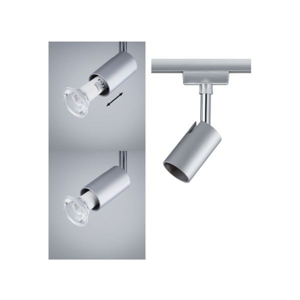 Paulmann 953.29 URail Schienenspot Pure I Einzelspot GU10 max. 10W dimmbar 230V Chrom matt#Chrom