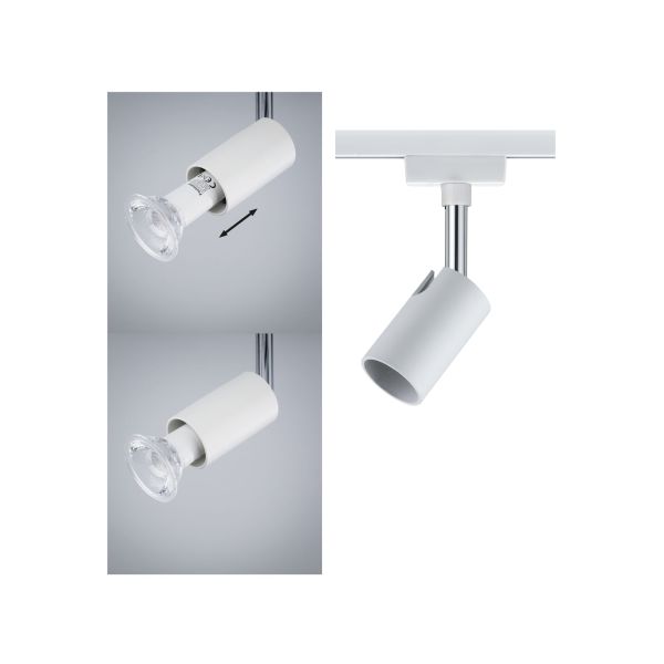 Paulmann 953.30 URail Schienenspot Pure I Einzelspot GU10 max. 10W dimmbar 230V Weiß#Chrom