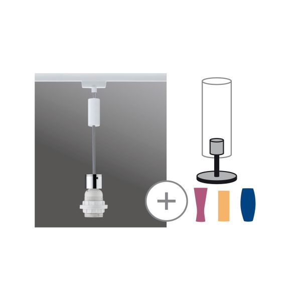 Paulmann 954.37 URail Pendel 2Easy E27 max. 20W dimmbar 230V Weiß/Chrom