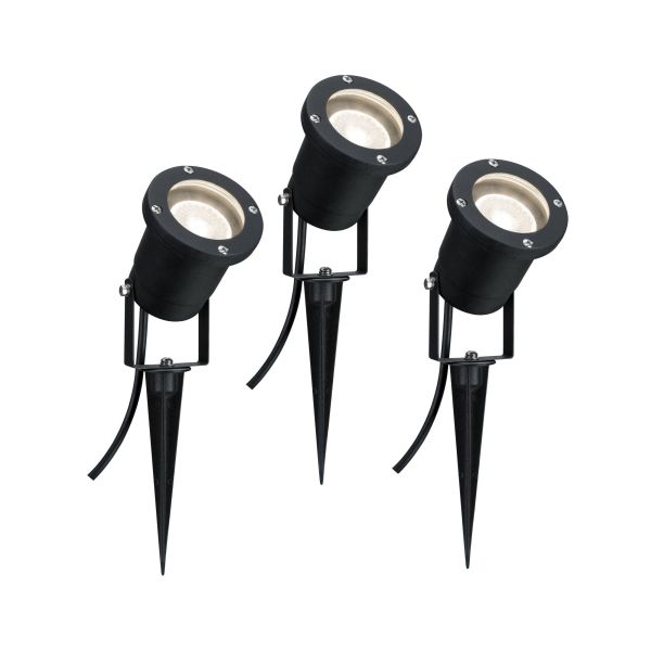 Paulmann 988.97 LED Gartenstrahler IP65 rund 92mm 3000K 3x3,5W 3x230lm 230V Schwarz Aluminium