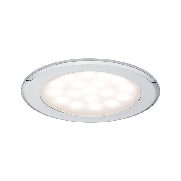 Paulmann 999.20 LED Möbeleinbauleuchten Spiegelschrank rund 65mm 2x2,5W 2x180lm 230/12V 3000K Chrom