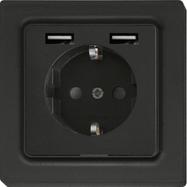 Eltako DSS55E+2xUSBA-am Schutzkontakt-Steckdose anthrazit matt 30055899