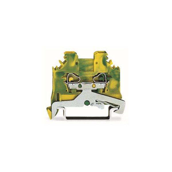 Wago 280-107 2-Leiter-Schutzleiterklemme 2,5mm² seitliche Beschriftungsaufnahmen grün-gelb