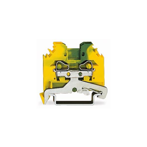 Wago 281-107 2-Leiter-Schutzleiterklemme 4mm² seitliche Beschriftungsaufnahmen grün-gelb