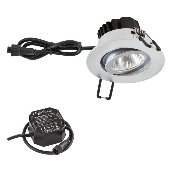 EVN LED-Deckeneinbauleuchte 4000K IP65 chrom-matt