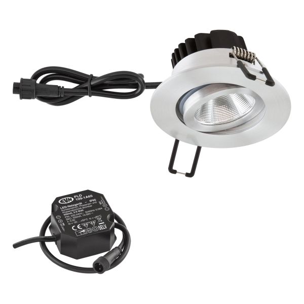 EVN P-LED Einbauleuchte 230V 3000K alu/pol