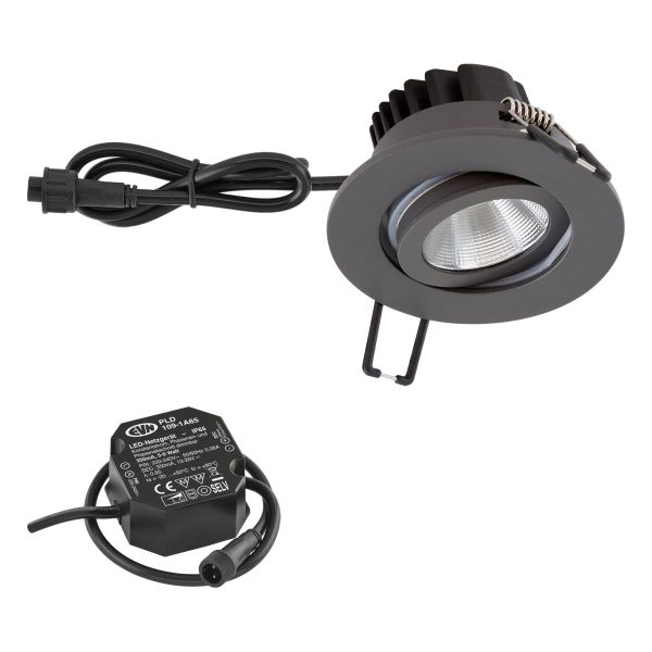 EVN P-LED Deckeneinbauleuchte 3000K IP65 230V anthrazit