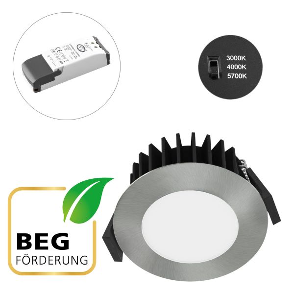 EVN LED-Spot 230V dimmbar IP54 3000-5700K chrom satiniert