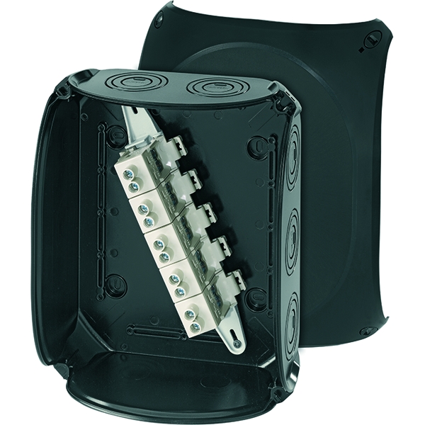 Hensel KF 2525 B Kabelabzweigkasten 6-25 qmm 3ph., 35 qmm 1ph., 5pol., schwarz