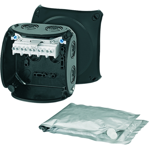 Hensel WP 0404 B Kabelabzweigkasten 1,5-4 qmm, 3phasig, 6 qmm 1phasig, 5polig, schwarz