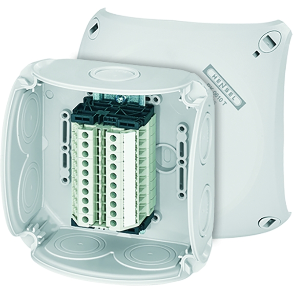 Hensel RK 0610 T Reihenklemmenkasten 1,5-6 qmm, 10 Klemmen WT 4, mit Außenbefestigung