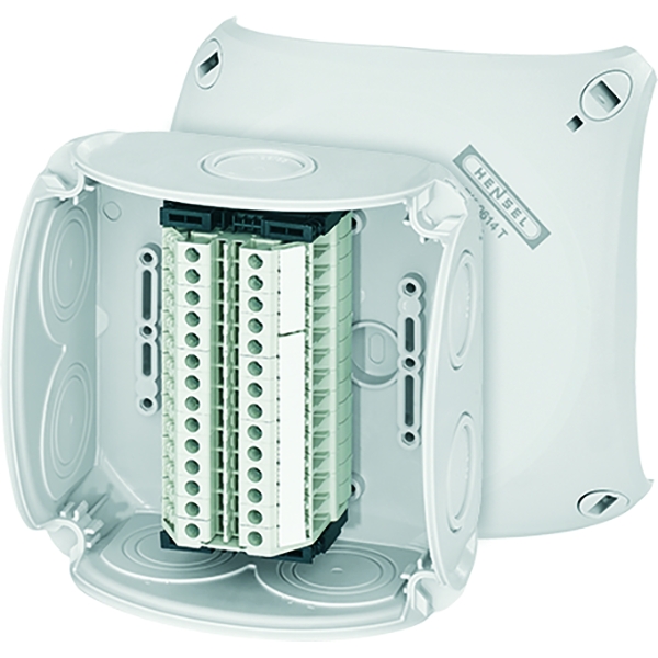 Hensel RK 0614 T Reihenklemmenkasten 1,5-6 qmm, 14 Klemmen WT 4, mit Außenbefestigung