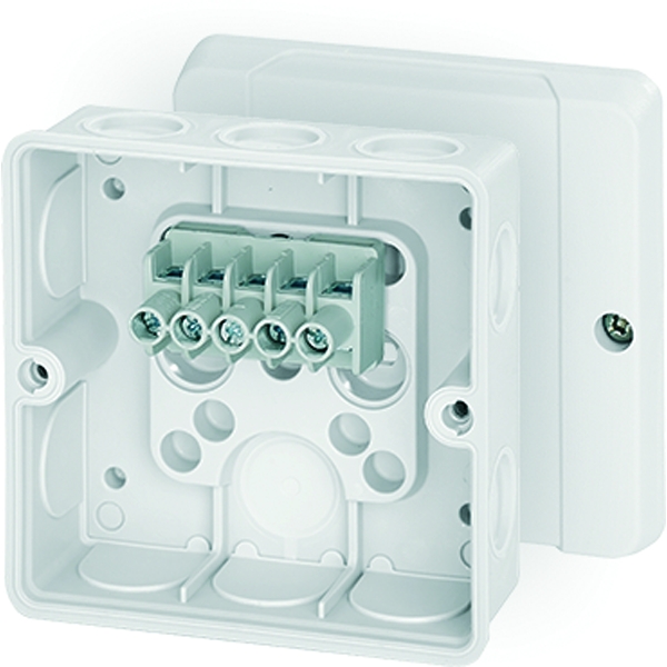 Hensel DE 9346 Kabelabzweigkasten 1,5-4 qmm 3phasig, 6 qmm 1ph., 5pol. Klemme, weiß
