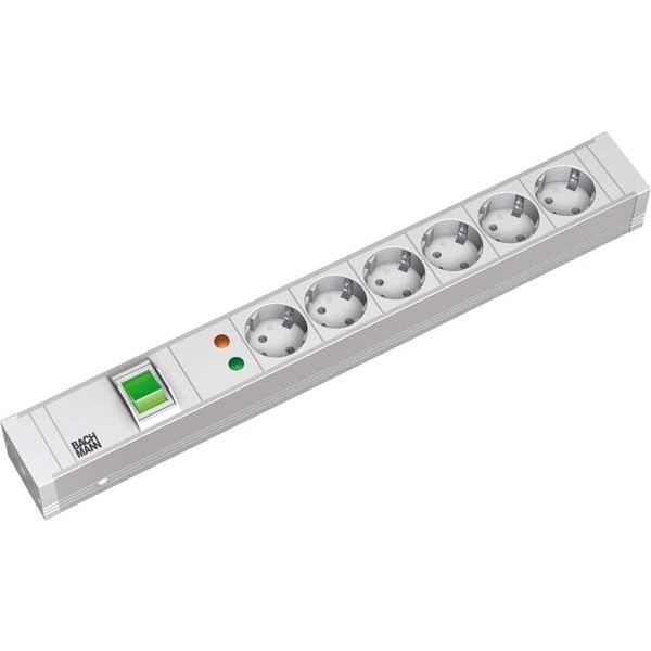 Bachmann 333.005 19 Zoll Steckdosenleiste 6-fach 1,5HE 1x Schalter ÜSS