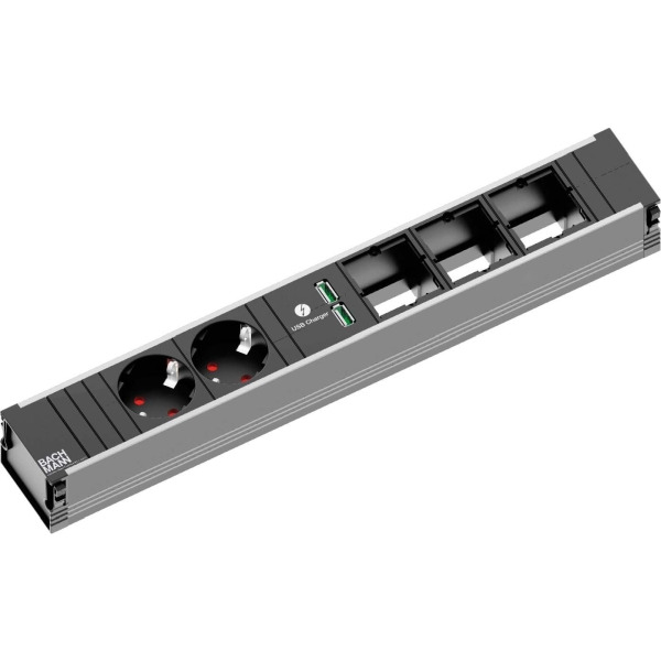 Bachmann 912.0168 Steckdoseneinheit schwarz 2x Schutzkontakt 1xUSB3xABD