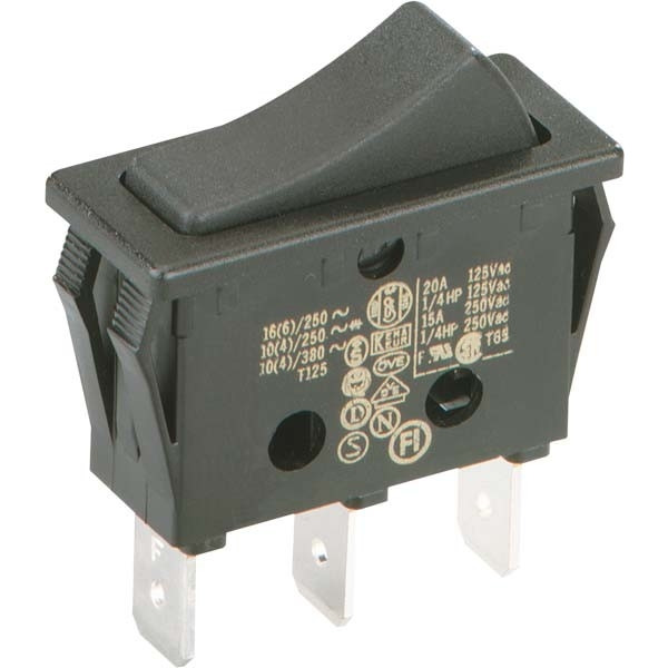 Bachmann 924.092 Einbau-Wippenschalter schwarz 16(8)A 250V 1-polig