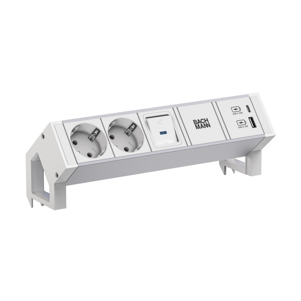 Bachmann 937.404 Steckdosenleiste DESK2 ALU WHITE