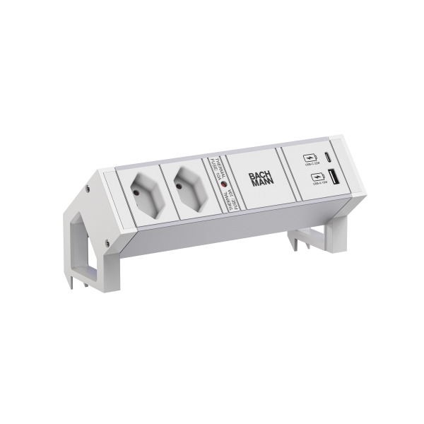 Bachmann 937.422 Steckdosenleiste DESK2 ALU WHITE