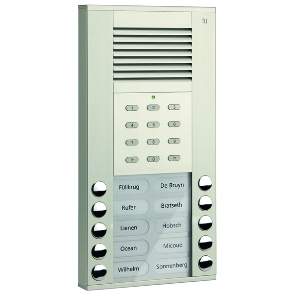 TCS ASE51100-0010 Audio Außenstation Serie ASE 10 Klingeltasten (rechts-/linksbündig) mit integriertem Codeschloss AP silber