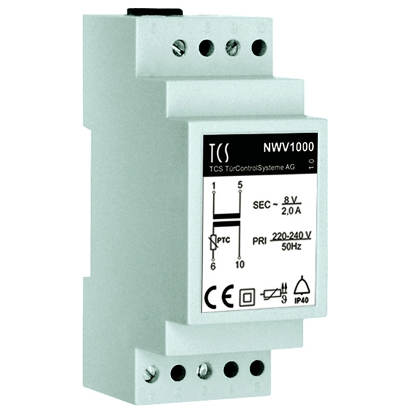 TCS NWV1000-0400 Klingeltransformator 2 A zur Versorgung mit Wechselspannung Hutschiene 2 TE