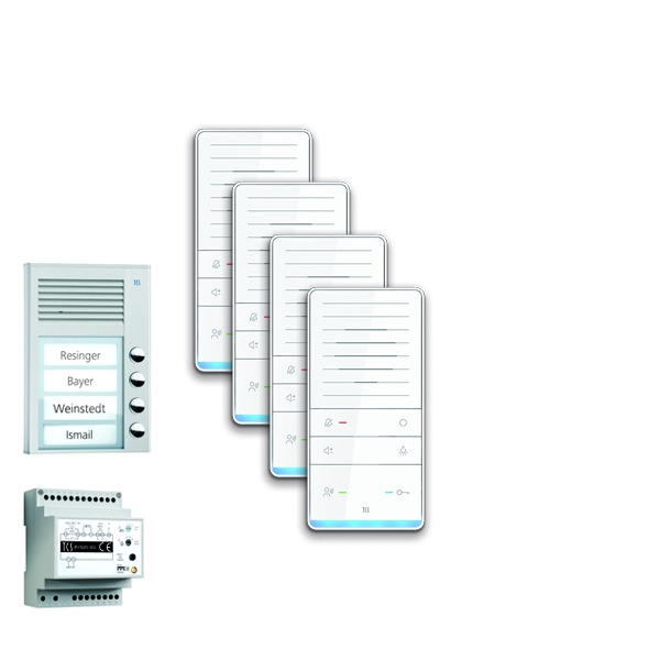 TCS PAAF041/001 audio:pack AP für 4 Wohneinheiten mit Außenstation PAK 4 Klingeltasten + 4x Freisprecher ISW5031 + Steuergerät BVS20