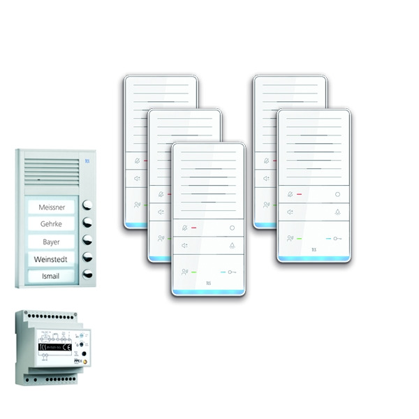 TCS PAAF051/001 audio:pack AP für 5 Wohneinheiten mit Außenstation PAK 5 Klingeltasten + 5x Freisprecher ISW5031 + Steuergerät BVS20