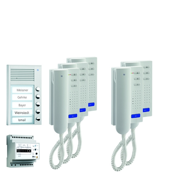 TCS PPA05-EN/02 audio:pack AP für 5 Wohneinheiten mit Außenstation PAK 5 Klingeltasten + 5x Türtelefon ISH3030 + Steuergerät BVS20