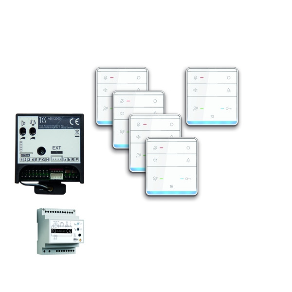 TCS PPIF05/01 audio:pack Einbau für 5 Wohneinheiten mit Einbaulautsprecher ASI12000 + 5x Freisprecher ISW5010 + Steuergerät BVS20