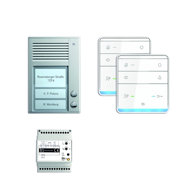 TCS PSC2320-0000 audio:pack AP für 2 Wohneinheiten mit Außenstation PAK 2 Klingeltasten + 2x Freisprecher ISW5010 + Steuergerät BVS20