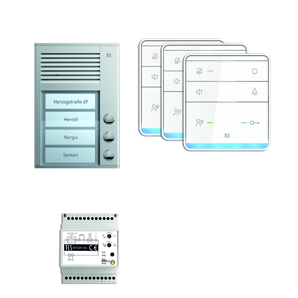 TCS PSC2330-0000 audio:pack AP für 3 Wohneinheiten mit Außenstation PAK 3 Klingeltasten + 3x Freisprecher ISW5010 + Steuergerät BVS20