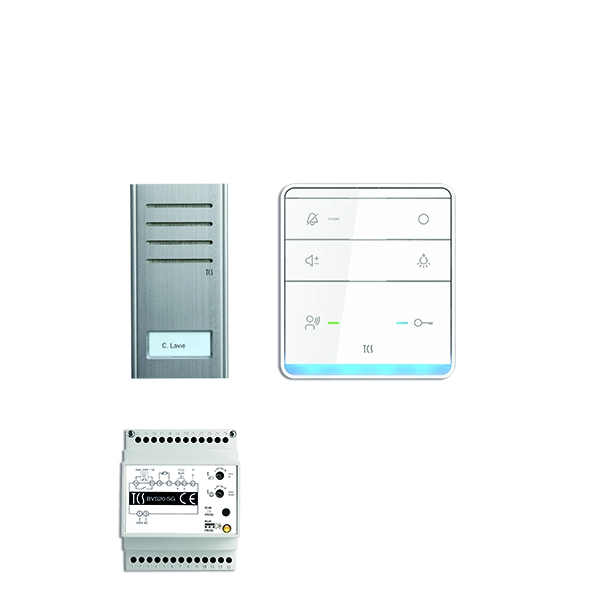 TCS PSX2310-0000 audio:pack AP für 1 Wohneinheit mit Außenstation ASX 1 Klingeltaste + 1x Freisprecher ISW5010 + Steuergerät BVS20