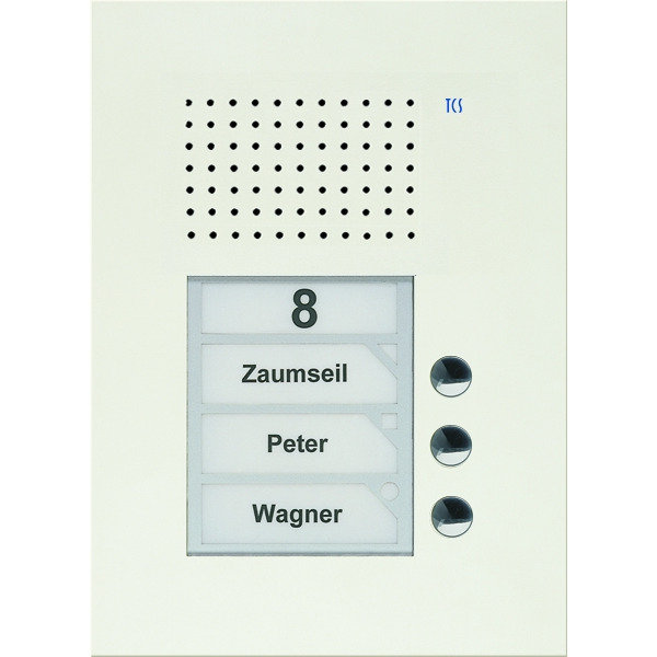 TCS PUK03/1-WS Audio Außenstation Serie PUK 3 Klingeltasten (rechtsbündig) 1-spaltig UP weiß