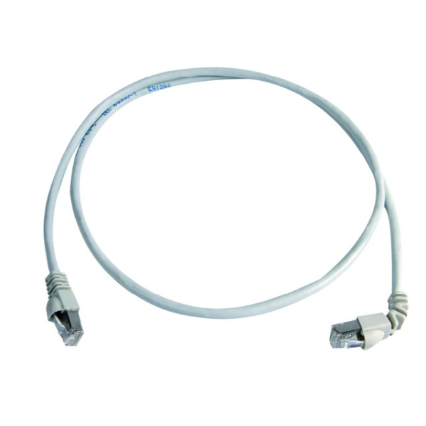 Telegärtner 100008010 Patchkabel S/FTP 6A grau 0,5 Meter 90 Grad